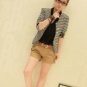 Stripes Pleated Buttons Short Coat