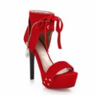 Newly Rivet Zipper Tied Tape Sandals Red
