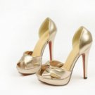 Graceful Satin Bowknot Peep-toe High Heel Pumps Sandals Gold