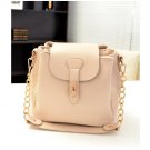 Elegant Pure Color Chain Bucket Bag Beige
