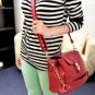 Vogue Pure Color Chain Bucket Bag Wine Red