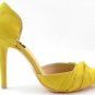 New Women Yellow Close Toe Classic Pumps Heels Size 7