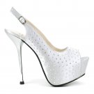 New Women Silver Open Toe Shoes Slingback Heels with rhinestones