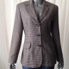 Jones New York Country Silk Wool Houndstooth Black Brown Career Blazer, Size 4