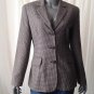 Jones New York Country Silk Wool Houndstooth Black Brown Career Blazer, Size 4