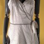 ABS Intimates Black White Polka Dot Surplice Satin Teddy, Size Medium