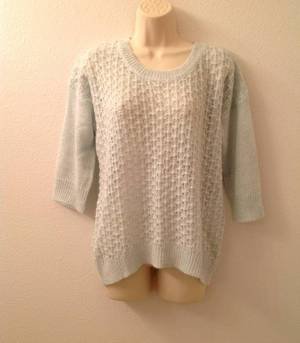 NWT Willow Bay Lt. Blue with Silver Sparkly 3/4 Sleeve Knit Sweater, Medium