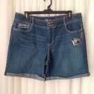 NWT Style & Co. Plus Size Blue Embroidered Embellished Cuffed Denim Shorts, 18