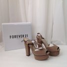 NIB Forever 21 Taupe High Heel Faux Suede Peek-Boo Shoes, Size 8