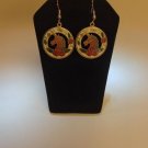 Vintage Cloisonne Enamel Dangle Hook Unicorn Earrings