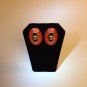 Vintage Retro Gold Tone Red Enamel Pierced Button Earrings