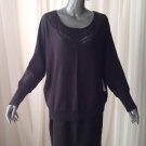 NWT Willow Bay Plus Size Black Inside Out Seam Knit Pullover Sweater, 1X, 28W