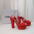 NIB Forever 21 Coral Faux Suede High Heel Platform Peek-A-Boo Toe Shoes, Size 7
