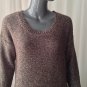 NWT Willow Bay Brown Silver Glitter Scoop Neck Pullover Sweater, Size Small