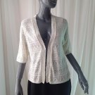 NWOT Notations Cream Open Front Short Sleeve Crochet Cardigan, Medium