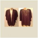NWT Willow Bay Brown Lace Back Short Sleeve Drape Cardigan, S