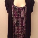 NWT Brannan Black Ruffled Jersey Cardigan Inset, S, M, L, XL