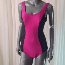 Lands' End Violet Black Tank Style One Piece Swimsuit, Size 10 Long