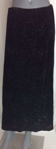 Nwt Uniform By John Paul Richard Black Velour Paisley Print Pencil Skirt, Small