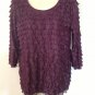 NWT Notations Dark Purple Sparkly Ruffled Top, Medium