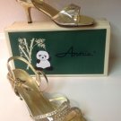 NIB 9 1/2 WW Annie Sonja Medium Heel Dressy Metallic Gold Sandals