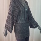 Rampage Black & White Deep V Neckline Snug Fit Tunic Knit Sweater, Medium