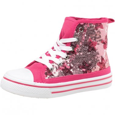 Board Angels Girls Star Sequin Hi Tops Pink size 4/20 NEW