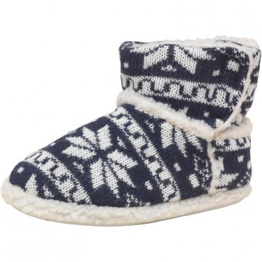 Board Angels Girls Fairisle Slippers Navy/White