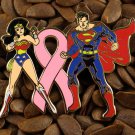 Pink Ribbon Pins Wonder Woman And Superman Pin