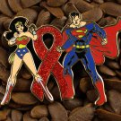 Red Ribbon Pins Wonder Woman And Superman Pin