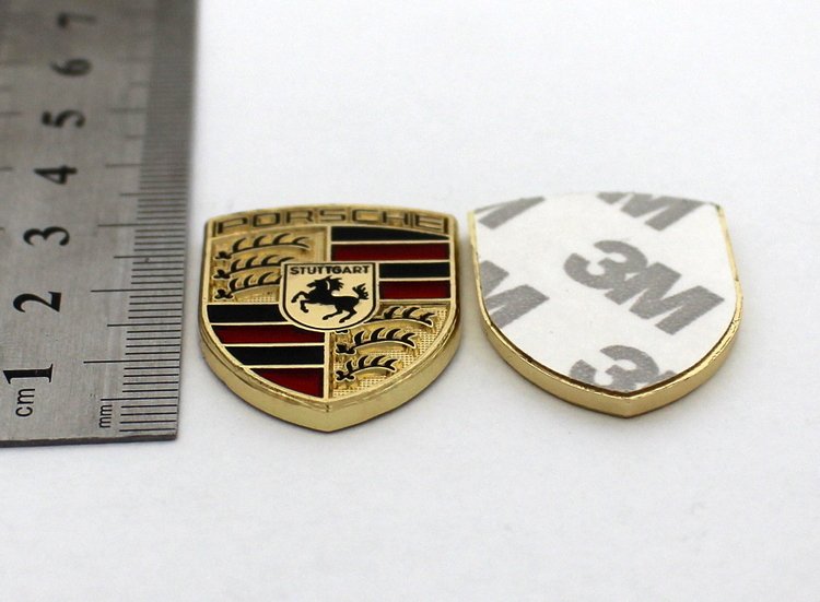Porsche Crest Metal Car Emblem 1 1/5 Inch Tall Sticker