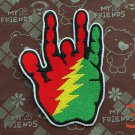 Grateful Dead Patch Jerry Garcia Hand Lighting Bolt Gun 3 1/2 Inch Tall