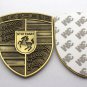 Porsche Crest Metal Car Emblem 3 Inch Tall Sticker Brass