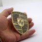 Porsche Crest Metal Car Emblem 3 Inch Tall Sticker Brass