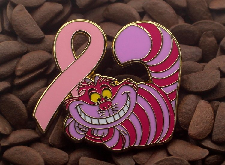 Cheshire Cat Pins Pink Ribbon Pin