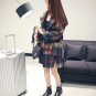 JM004 Autumn Winter One Button Korean Style Trendy Navy Tartan Wool Coat