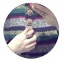 JM006 Retro Multi-color Striped Wool Cape Swing Coat