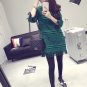 JM007 Autumn Winter Green 3/4 Sleeve Length Tassle Hem Wool Dress