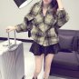 JM008 Winter Lapel Bat Style Sleeve Yellow Tartan Loose Wool Short Coat Jacket
