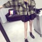 JM008 Winter Lapel Bat Style Sleeve Yellow Tartan Loose Wool Short Coat Jacket