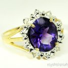 Diamond Ring Amethyst (February Birthstone) 14K Gold