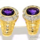 Amethyst & Diamond Earrings 14K Yellow Gold