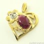 Ruby & Diamond MOM Pendant 14K Yellow Gold