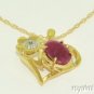Ruby & Diamond MOM Pendant 14K Yellow Gold