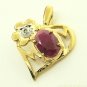 Ruby & Diamond MOM Pendant 14K Yellow Gold