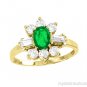 0.75 CTW Oval Emerald & CZ Ring 14K Yellow Gold