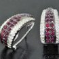 Ruby & Diamond Earrings 14K White Gold Omega Backs