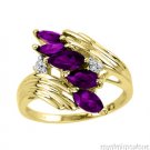 Amethyst  (February Birthstone) & Diamond Ring 14K Gold