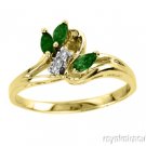 Emerald (May Birthstone) & Diamond Ring 14K Yellow Gold