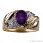 1.66 DIAMOND & OVAL AMETHYST RING 14K YELLOW GOLD